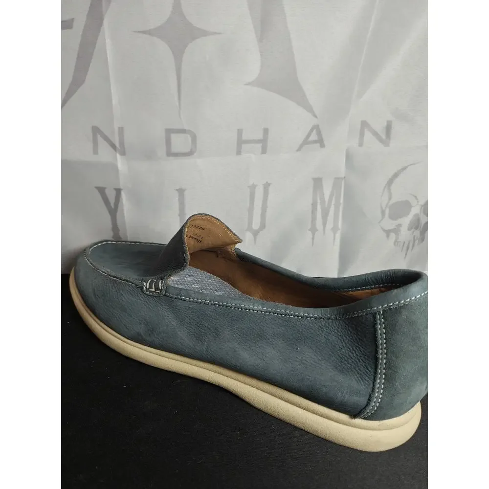 JOHNNIE O Men's 14 Loafers Blue Leather Malibu Moccasin Shoes Comfort New